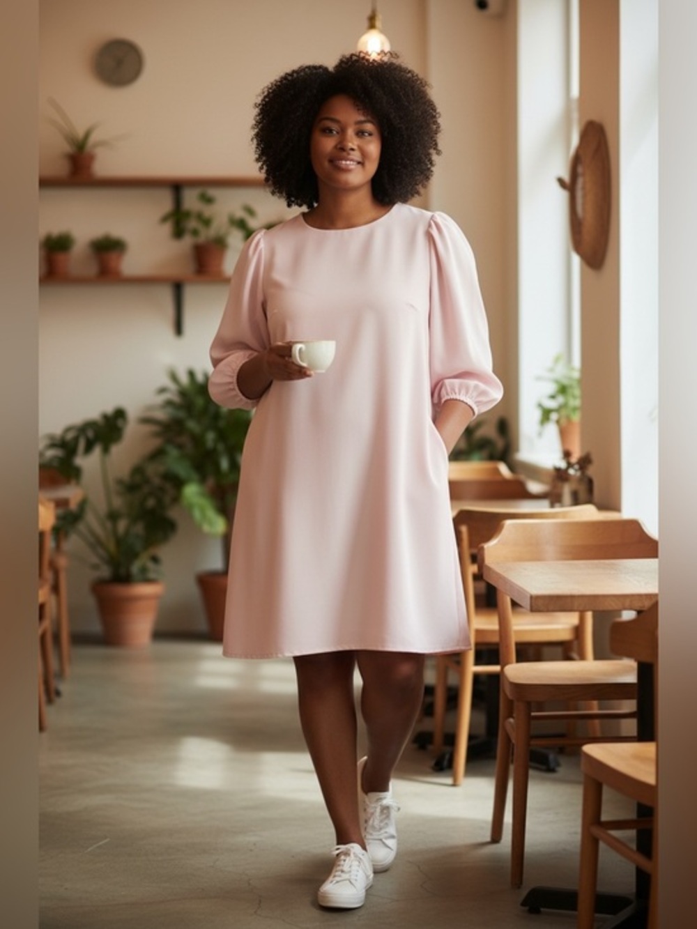 Ted Baker Blush Puff-Sleeve Mini Dress Womenās Size Large 10-12 Elegant Preppy